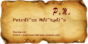 Petrács Mátyás névjegykártya